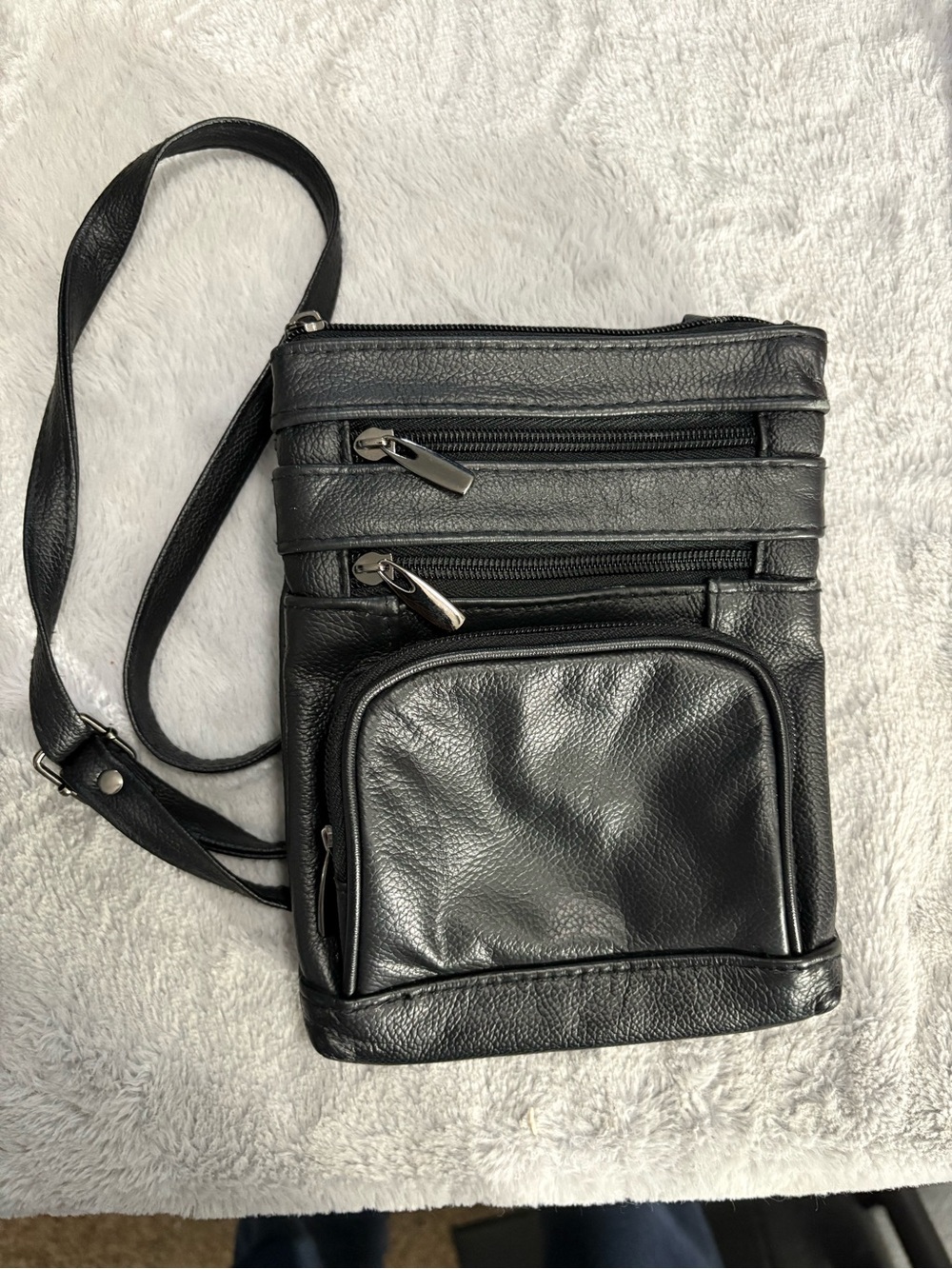 Black faux leather Crossbody Bag for Men ( READ)